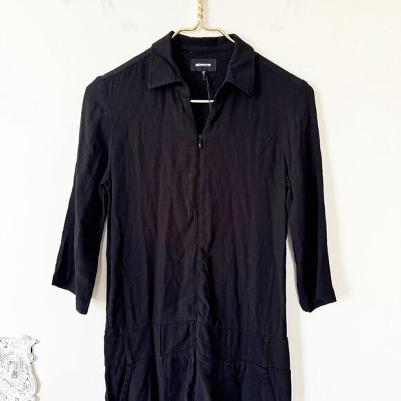 NWT Monrow Black Crepe Zip Up Romper XS - Picture 5 of 10
